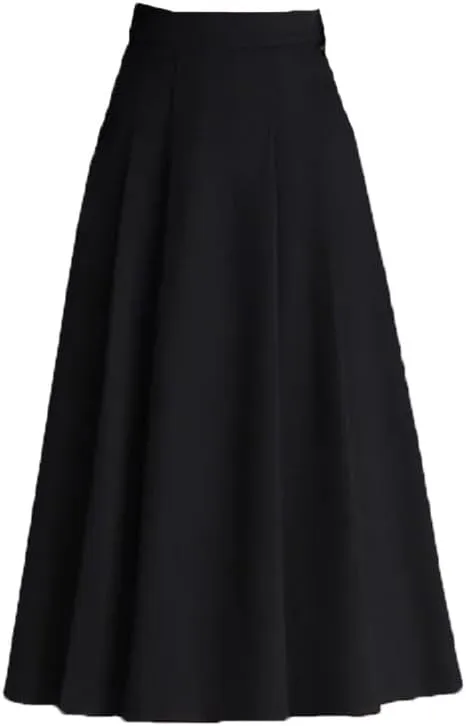 Women Split Joint Pleated Skirt Slim Solid A-Line Midi