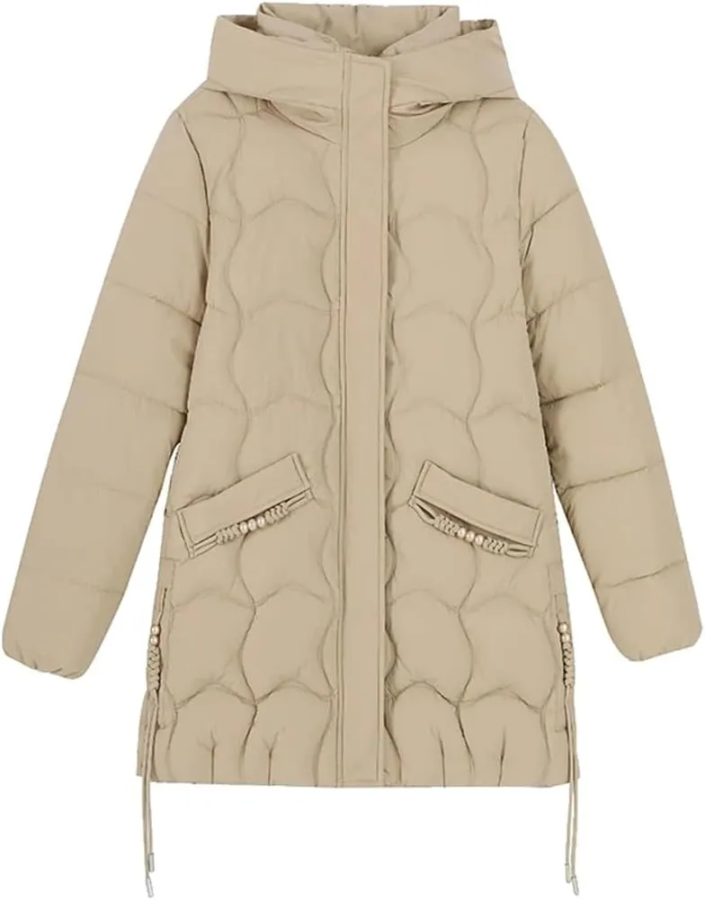 Women Winter Long Sleeve Solid Thick Warm Hoodie Jacket Zipper Loose Cotton Padded Coats