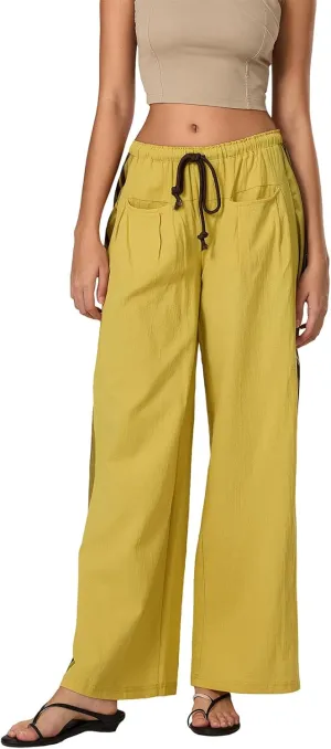 Women Y2k Track Pants Side Striped Wide Leg Baggy Pants Casual Drawstring Waist Parachute Sweatpants Streetwear