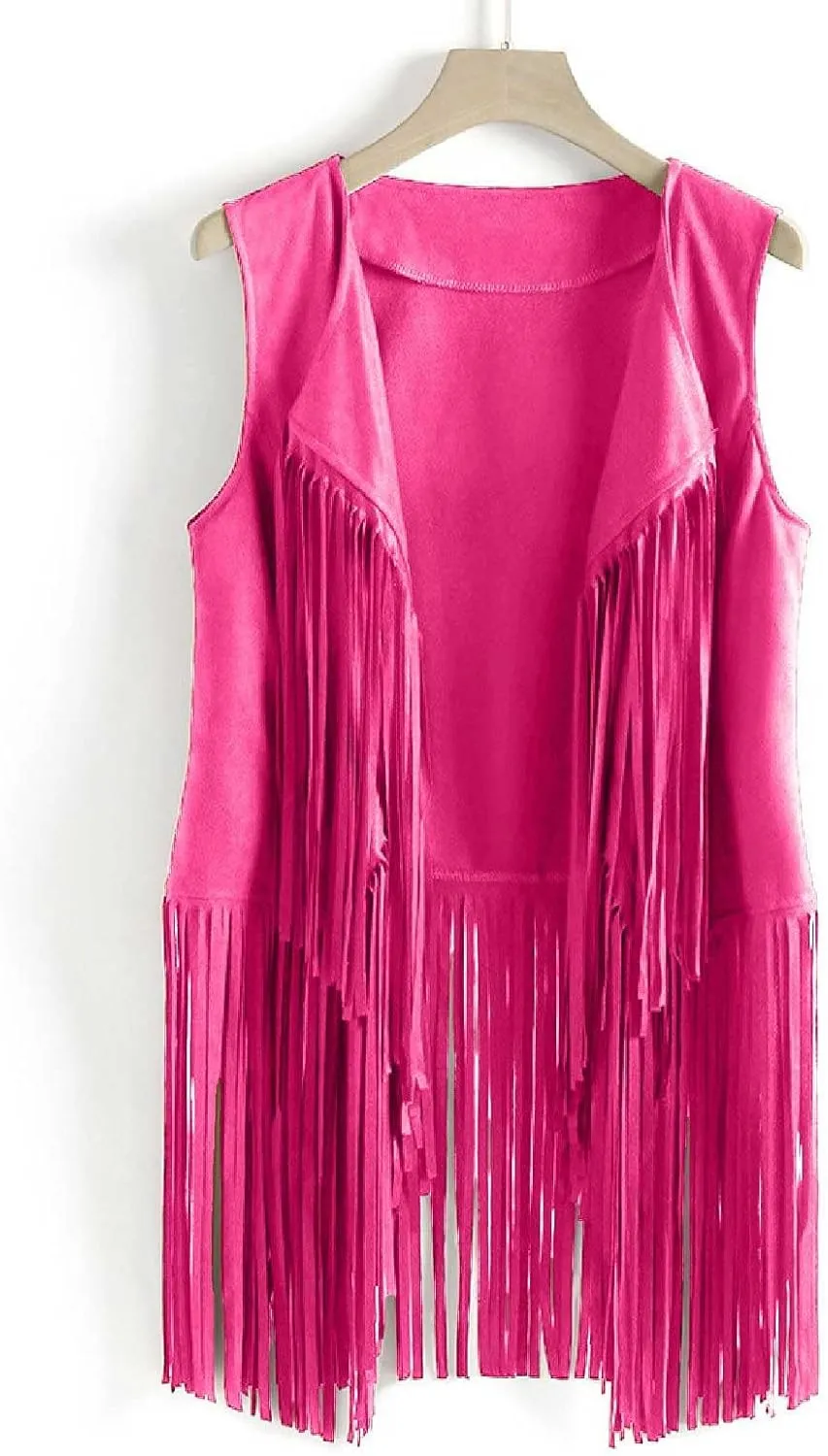 Womens Concert Outfits Fringe Vest Faux Suede Tassels Open Front Sleeveless Jacket 70s Cowgirls Western Hippie Clothes
