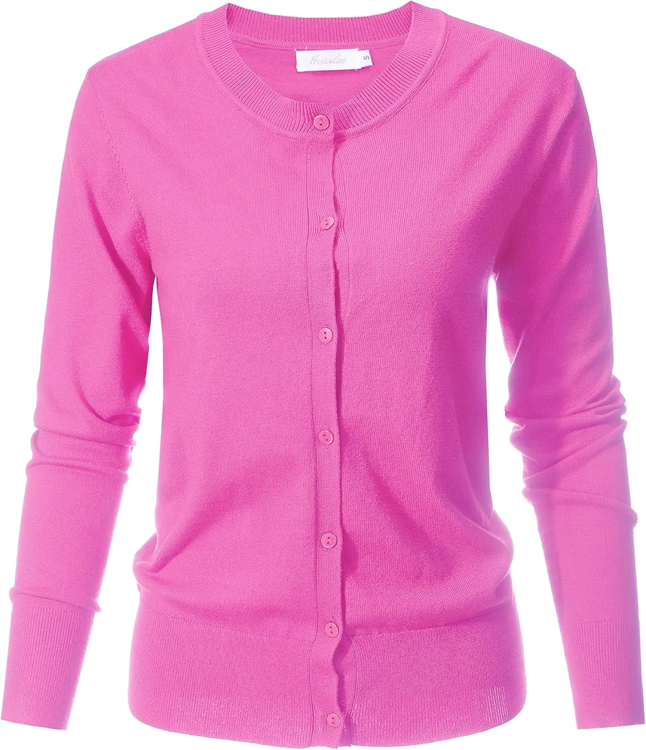 Women's Crew Neck Button Down Long Sleeve Cardigan Sweater