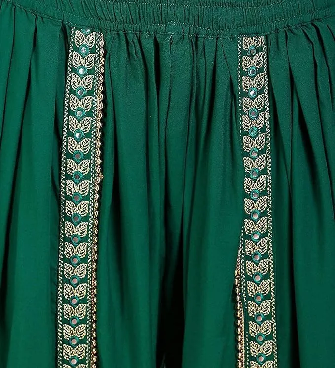Women's Dhoti Harem Pants with Embroidered Detail, Black, Free Size 28-36 Waist