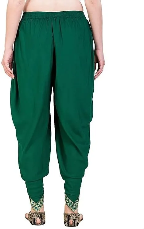 Women's Dhoti Harem Pants with Embroidered Detail, Black, Free Size 28-36 Waist
