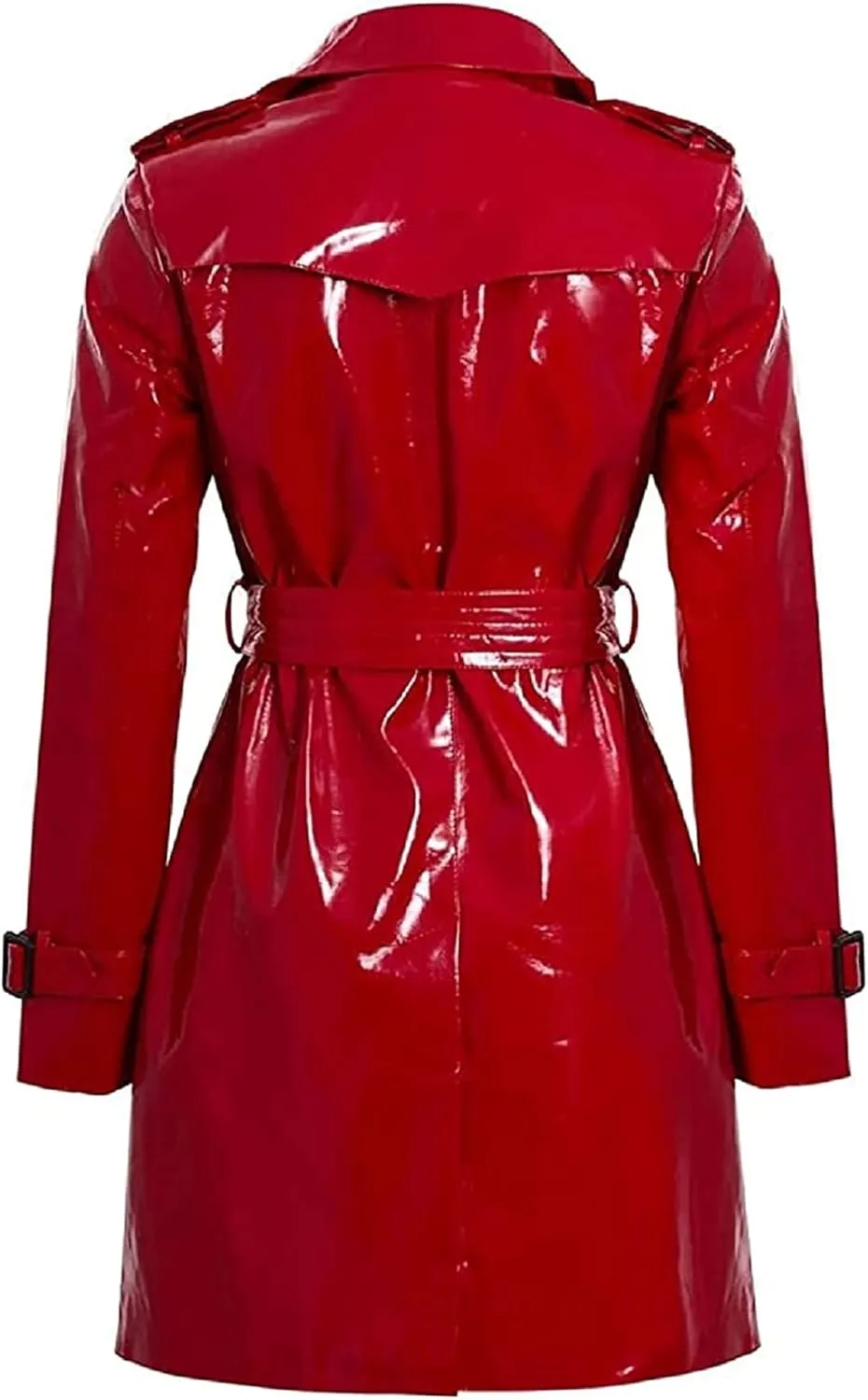 Womens Fashion Outdoor Wet Look Clothing Shiny | Raincoat PVC Leather Trench Coat