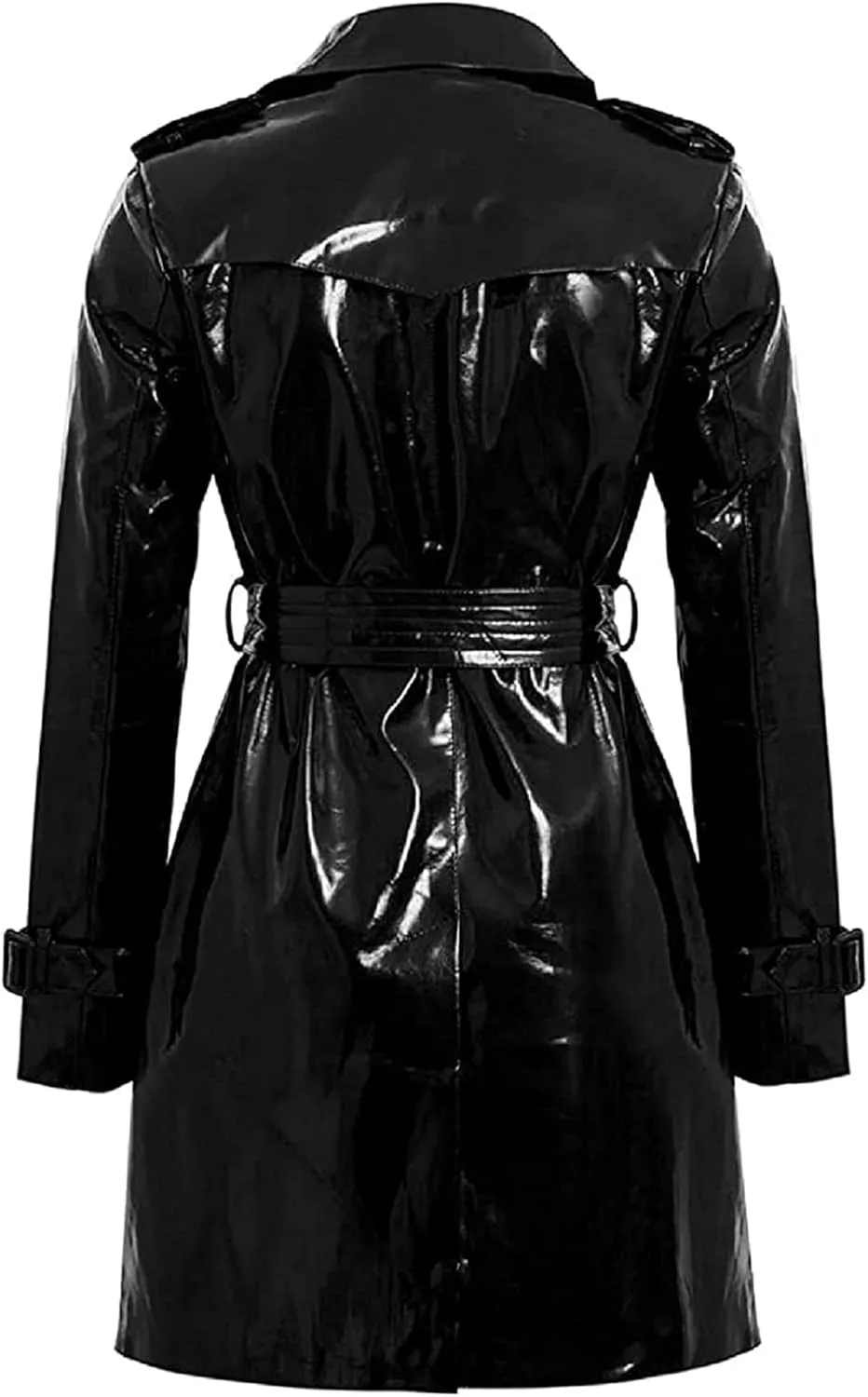 Womens Fashion Outdoor Wet Look Clothing Shiny | Raincoat PVC Leather Trench Coat