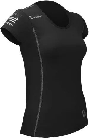 Women's Fitted Performance Race Shirt Short Sleeve for Active Sport, Yoga, Running, Fitness, Workout, Gym