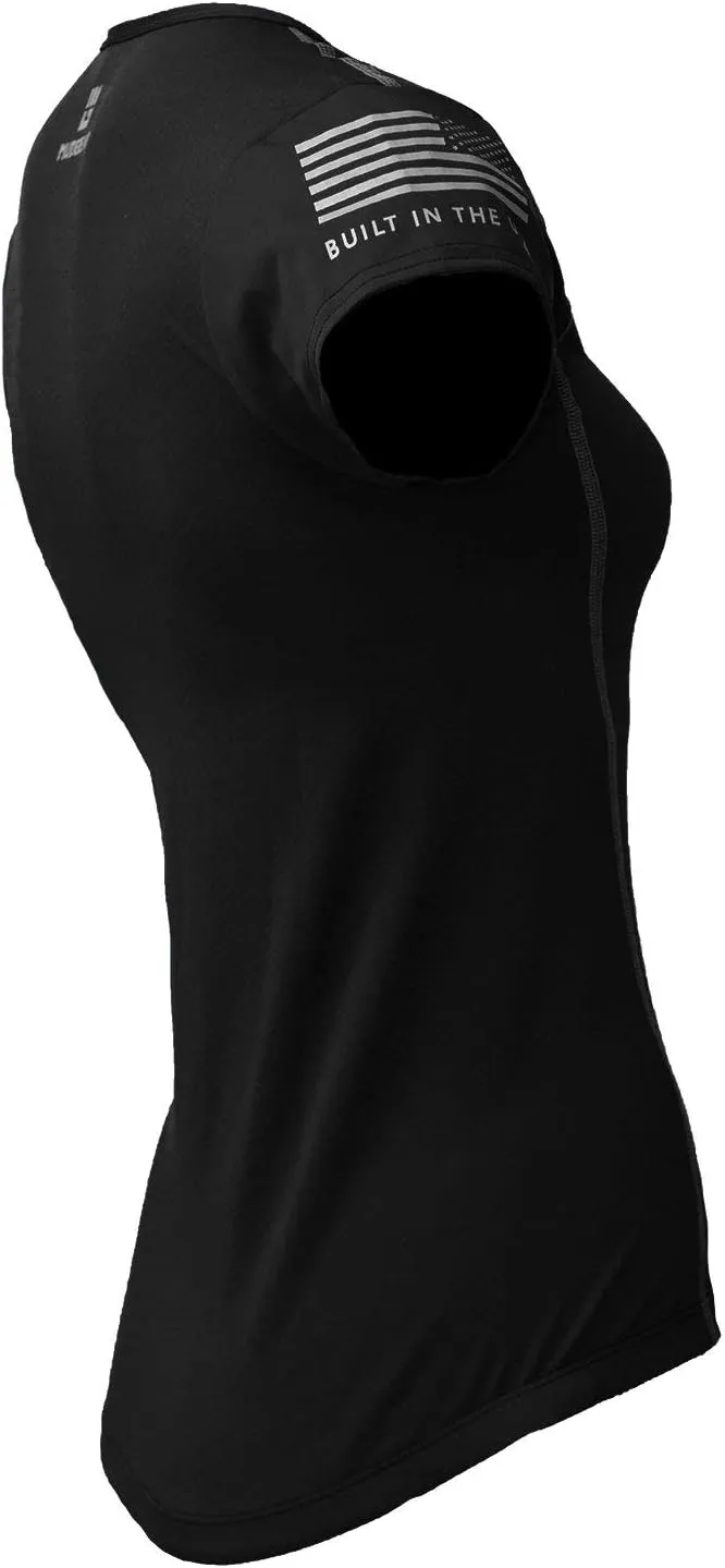Women's Fitted Performance Race Shirt Short Sleeve for Active Sport, Yoga, Running, Fitness, Workout, Gym