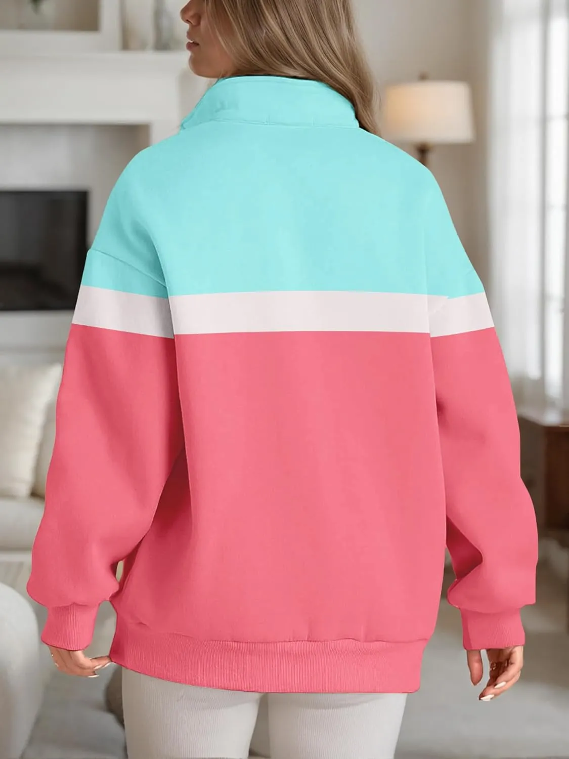 Womens Half Zip Sweatshirts Fall Fashion Oversized Hoodies Pullover Long Sleeve Shirts Clothes
