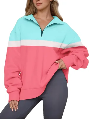 Womens Half Zip Sweatshirts Fall Fashion Oversized Hoodies Pullover Long Sleeve Shirts Clothes