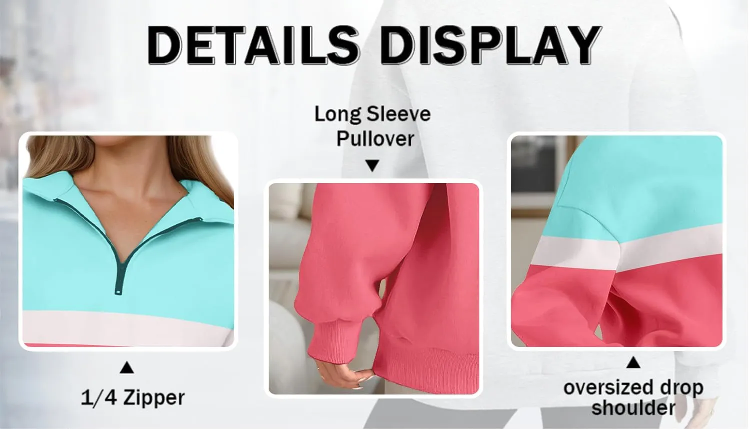 Womens Half Zip Sweatshirts Fall Fashion Oversized Hoodies Pullover Long Sleeve Shirts Clothes