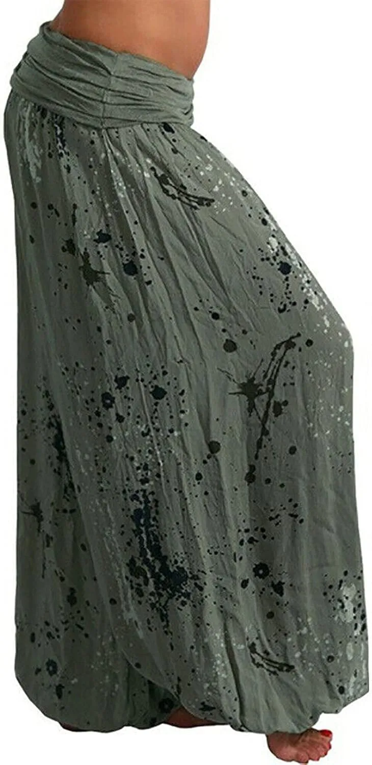 Women's Harem Pants High Waist Yoga Boho Trousers with Pockets Hippie Boho Beach Baggy Summer Baggy Joggers Plus Size