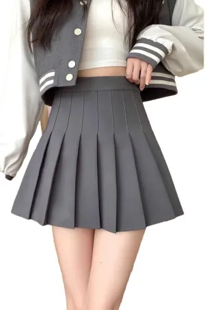 Women's High Waist A-Line Skater Skort Sporty School Uniform Pleated Mini Skirt with Shorts