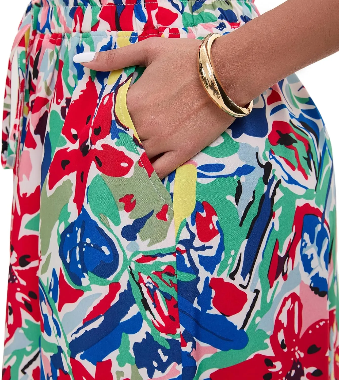 Women's High-Waisted Printed Skirt Spring Summer Autumn Elastic Waist MIDI Casual Skirt