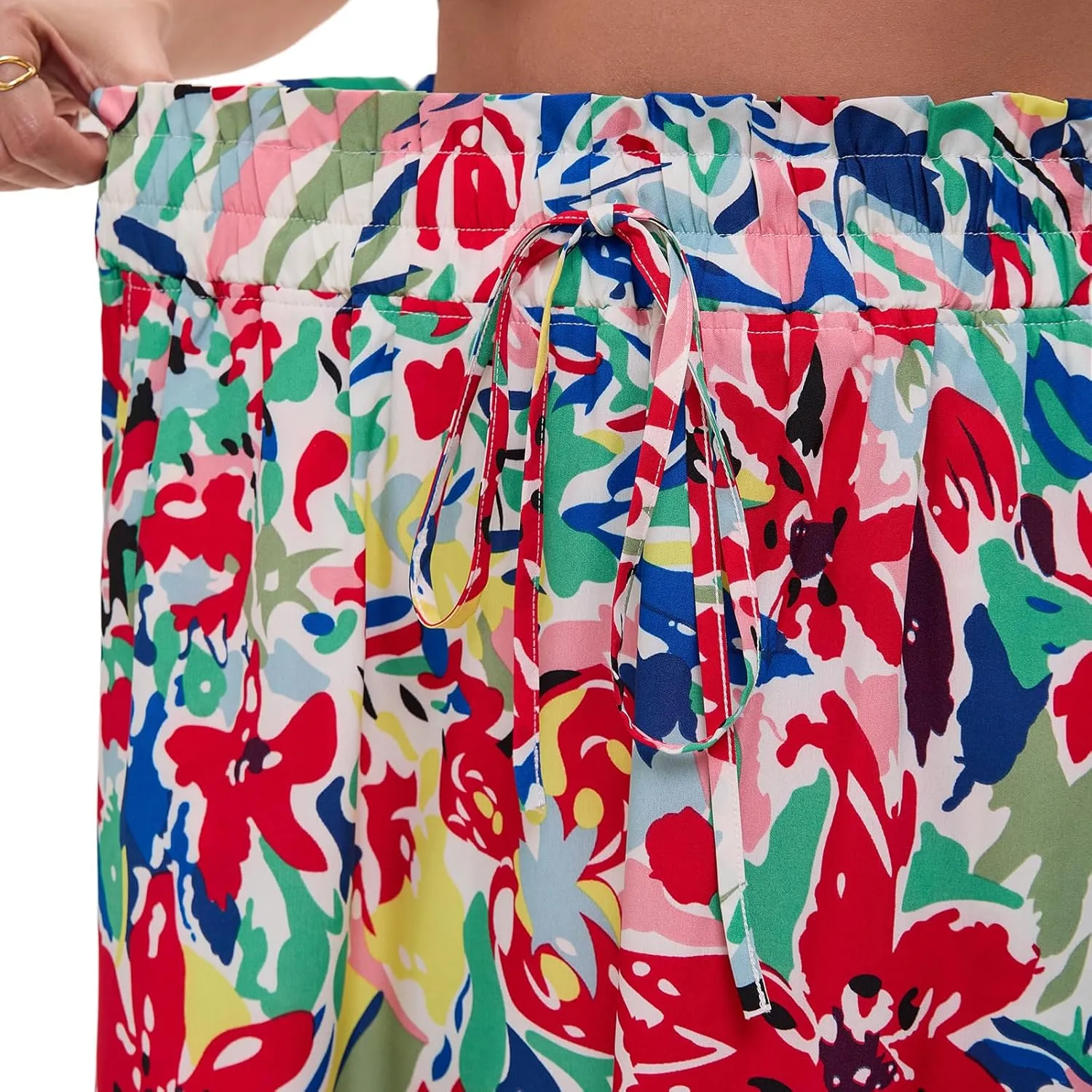 Women's High-Waisted Printed Skirt Spring Summer Autumn Elastic Waist MIDI Casual Skirt