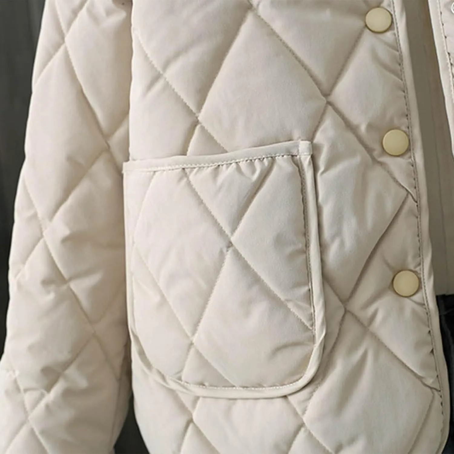 Womens jacket Womens Winter Coats Warmly Diamond Collarless Lightweight Quilted Short Cotton Padded Jacket