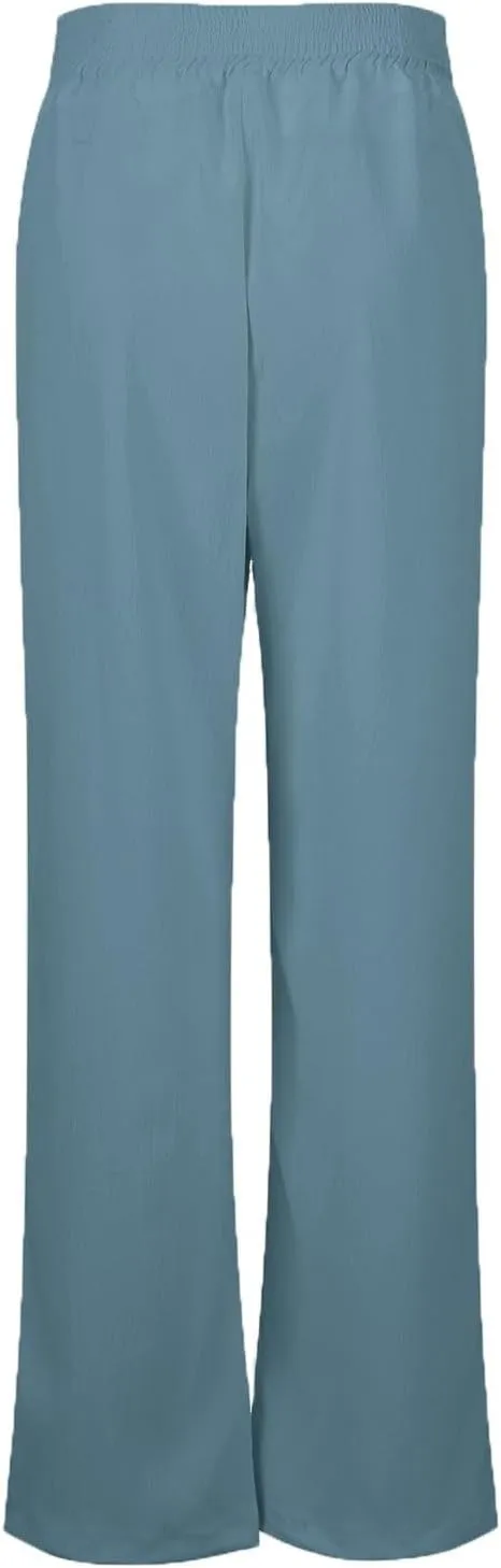 Womens Linen Pants Crossover High Waisted Wide Leg Pants Summer Casual Beach Pants Flowy Palazzo Pants with Pockets