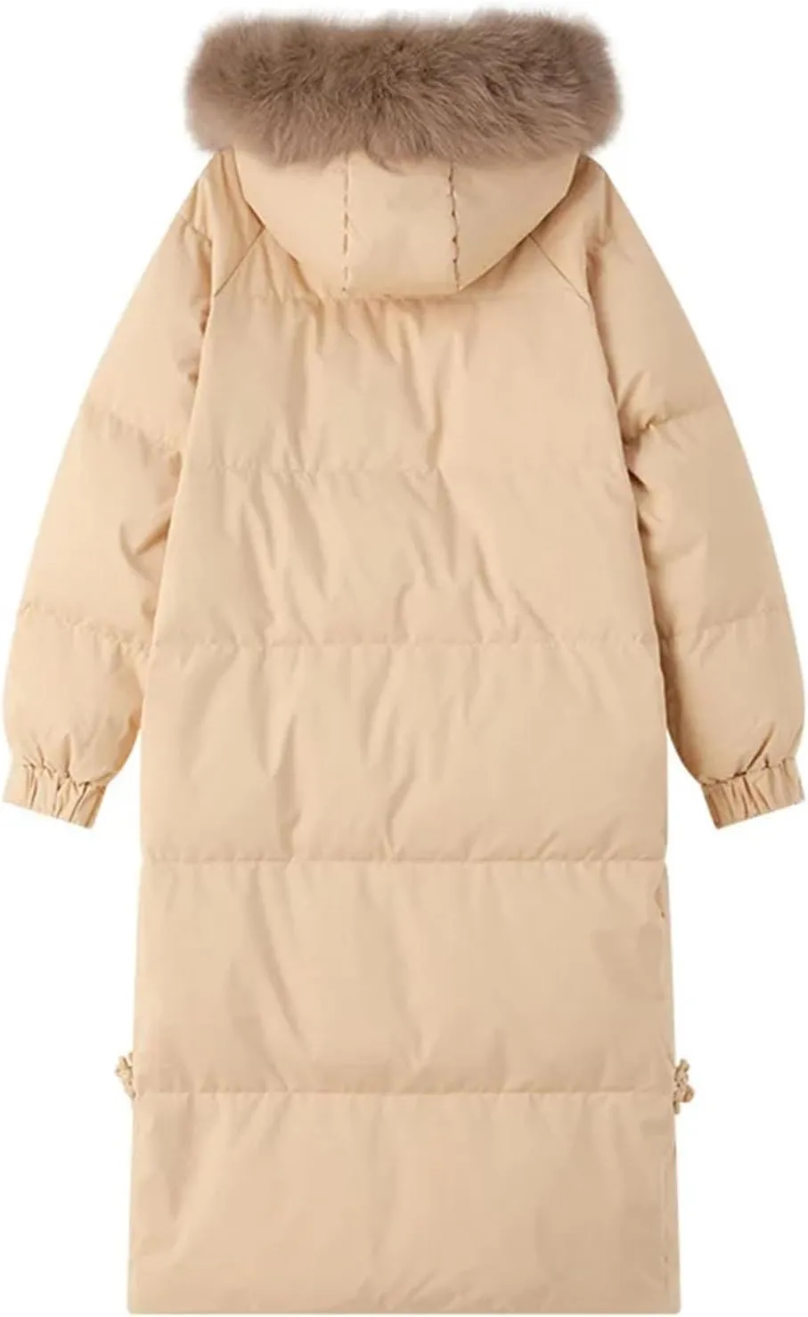 Women's Long Over-The-Knee Parkas Coats Thicken Vintage Plush Hooded Cotton-Padded Jacket