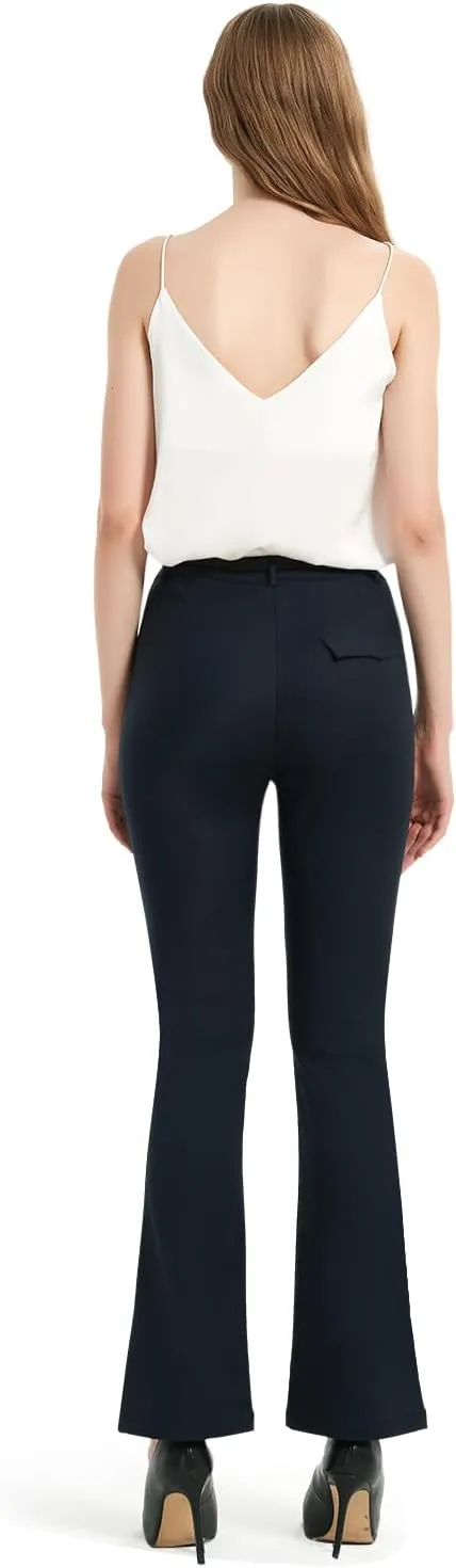 Womens Pants Dress Work Flare Bootcut High Waisted Straight Leg Petite Slacks for Women