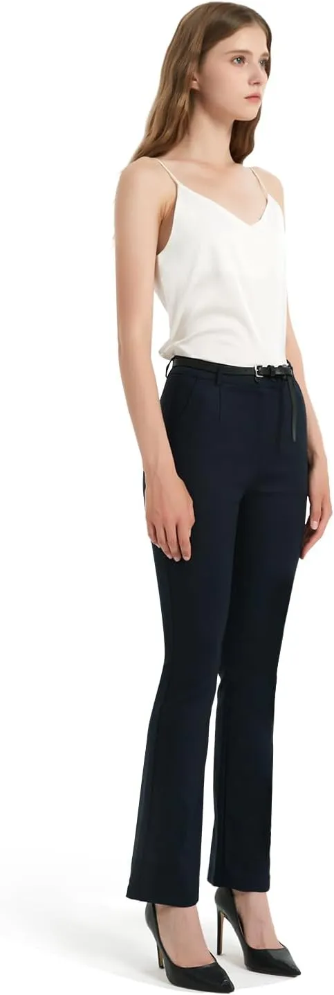 Womens Pants Dress Work Flare Bootcut High Waisted Straight Leg Petite Slacks for Women