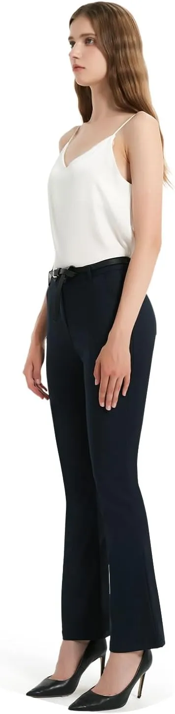 Womens Pants Dress Work Flare Bootcut High Waisted Straight Leg Petite Slacks for Women