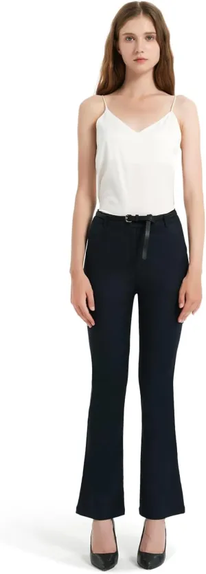 Womens Pants Dress Work Flare Bootcut High Waisted Straight Leg Petite Slacks for Women