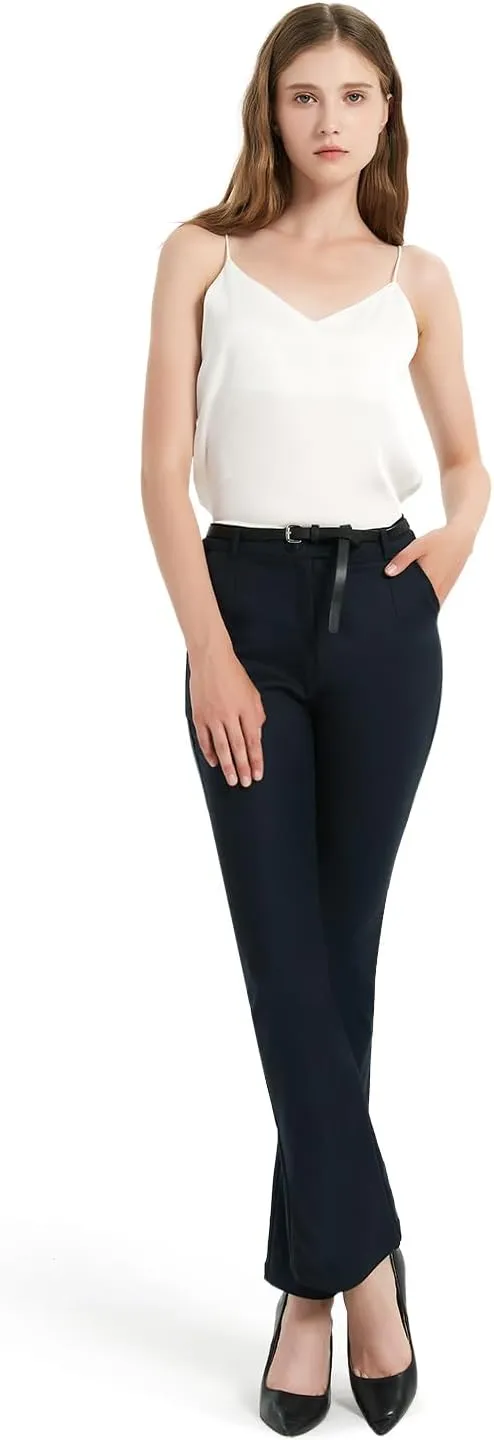 Womens Pants Dress Work Flare Bootcut High Waisted Straight Leg Petite Slacks for Women