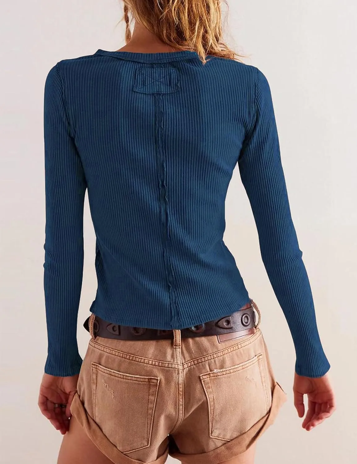 Womens Slim Fitted Cardigan Long Sleeve Y2K Ribbed Tops Button Down Shirts