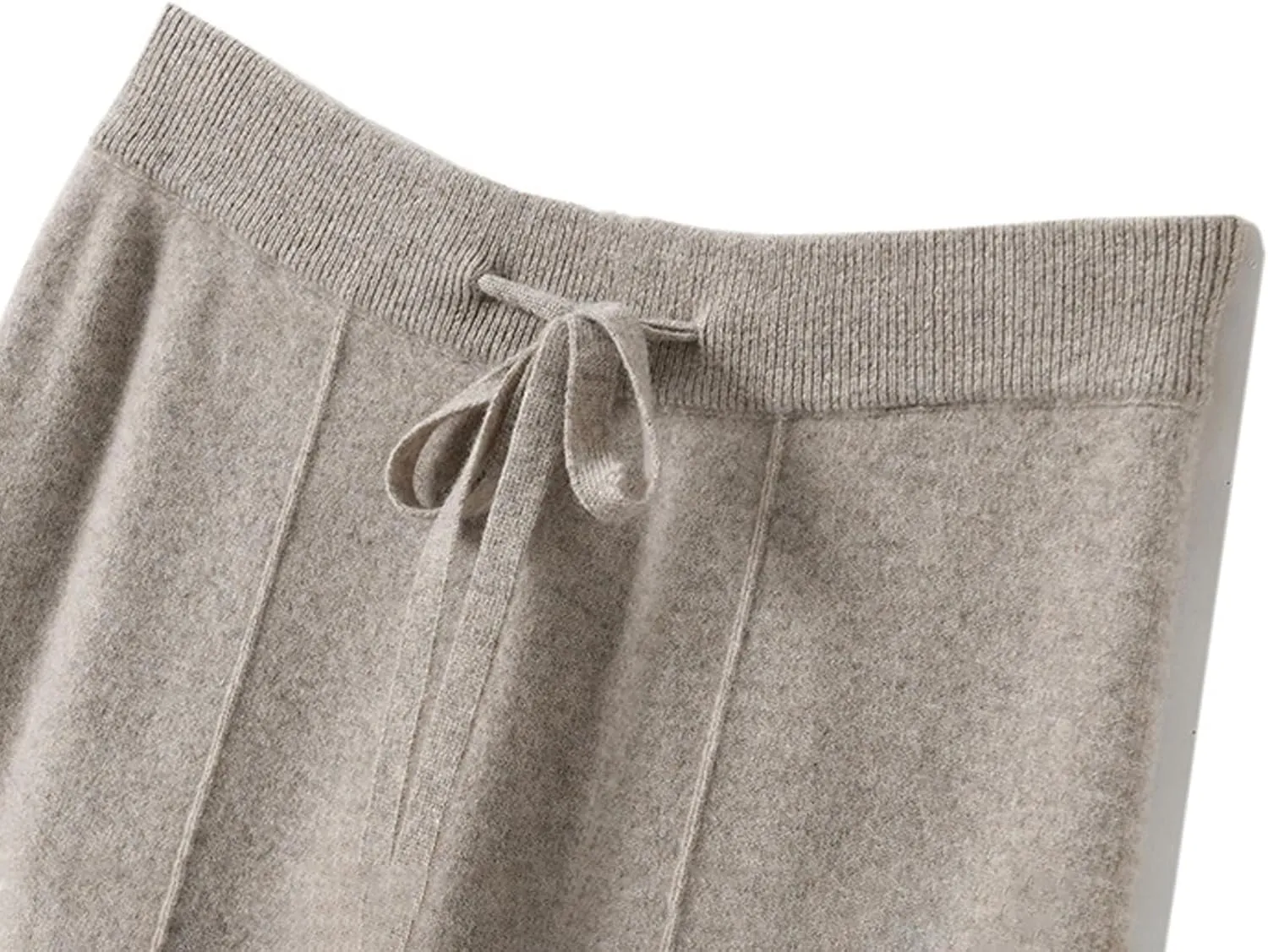 Women's Solid High Waist Knitted Wide Leg Pant Fall Winter Warm Drawstring Elastic Wide Leg Pants