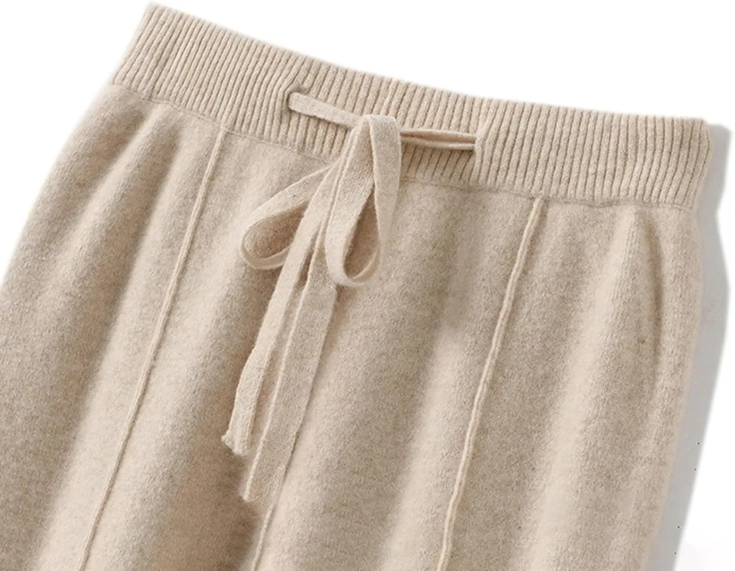 Women's Solid High Waist Knitted Wide Leg Pant Fall Winter Warm Drawstring Elastic Wide Leg Pants