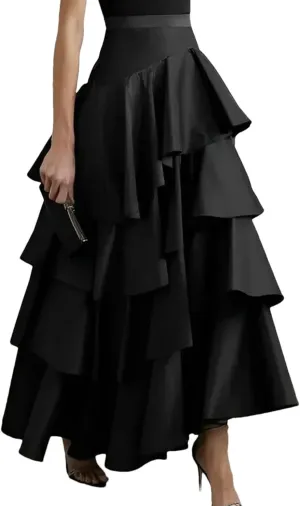 Women's Summer Midi Skirts Party A-Line Classic Vintage High Waisted Long Skirts