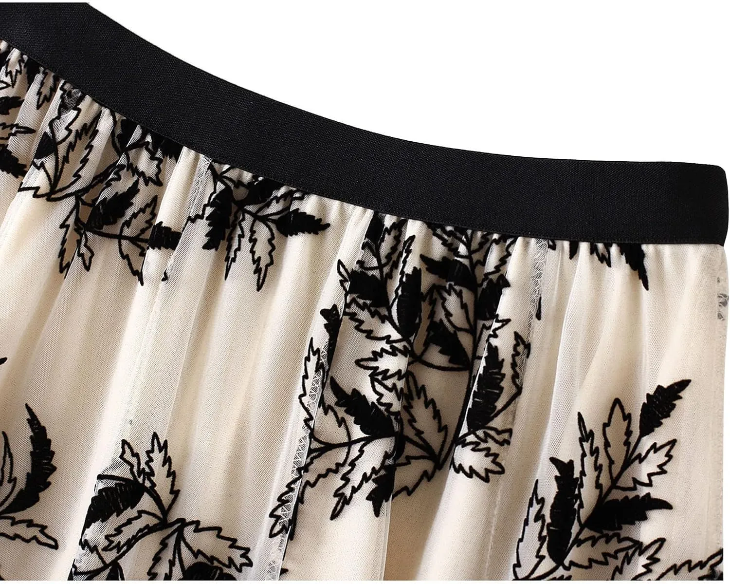 Women's Tulle Midi Skirt Elastic High Waist Layered Pleated Mesh Flowy A-Line Prom Party Long Tutu Skirts