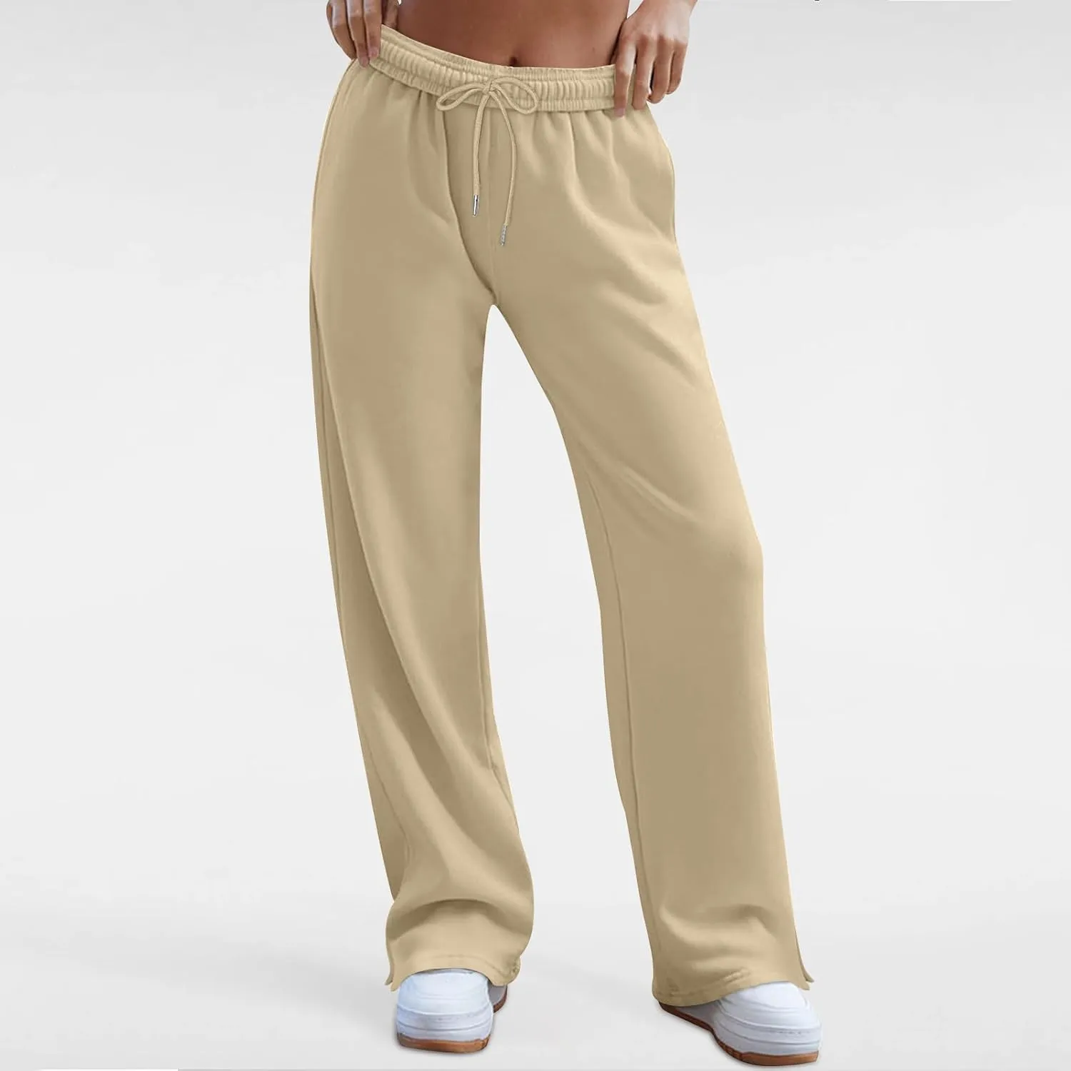 Women's Wide Leg Sweatpants Baggy Loose Sweat Pants Trendy Drawstring High Waisted Joggers Casual Trousers Pants