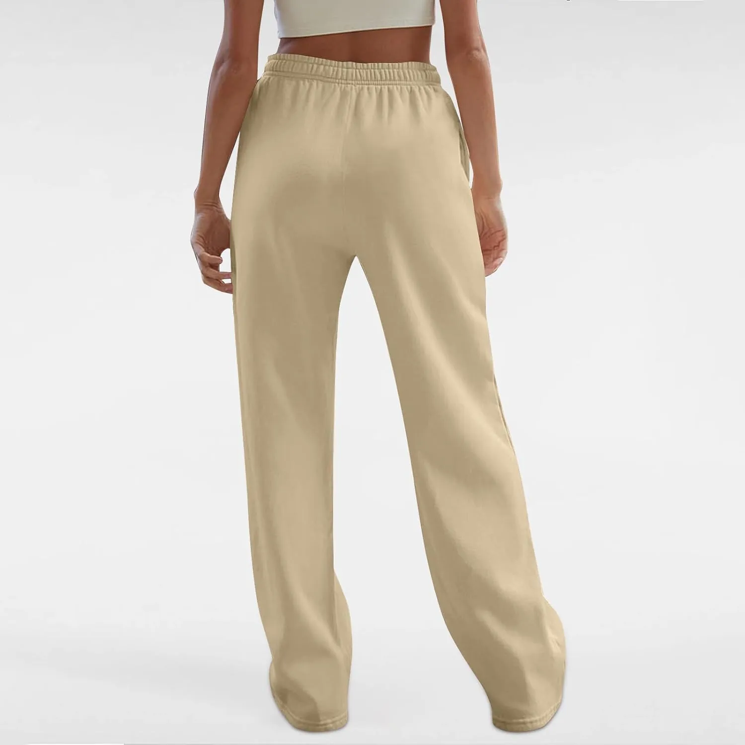 Women's Wide Leg Sweatpants Baggy Loose Sweat Pants Trendy Drawstring High Waisted Joggers Casual Trousers Pants