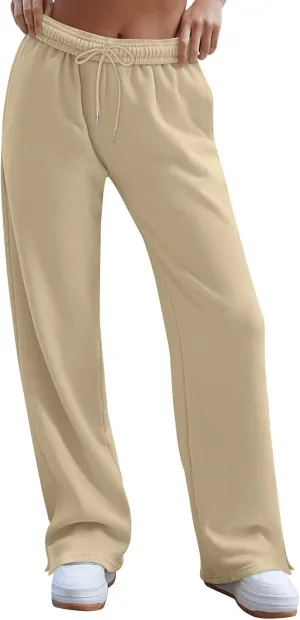 Women's Wide Leg Sweatpants Baggy Loose Sweat Pants Trendy Drawstring High Waisted Joggers Casual Trousers Pants
