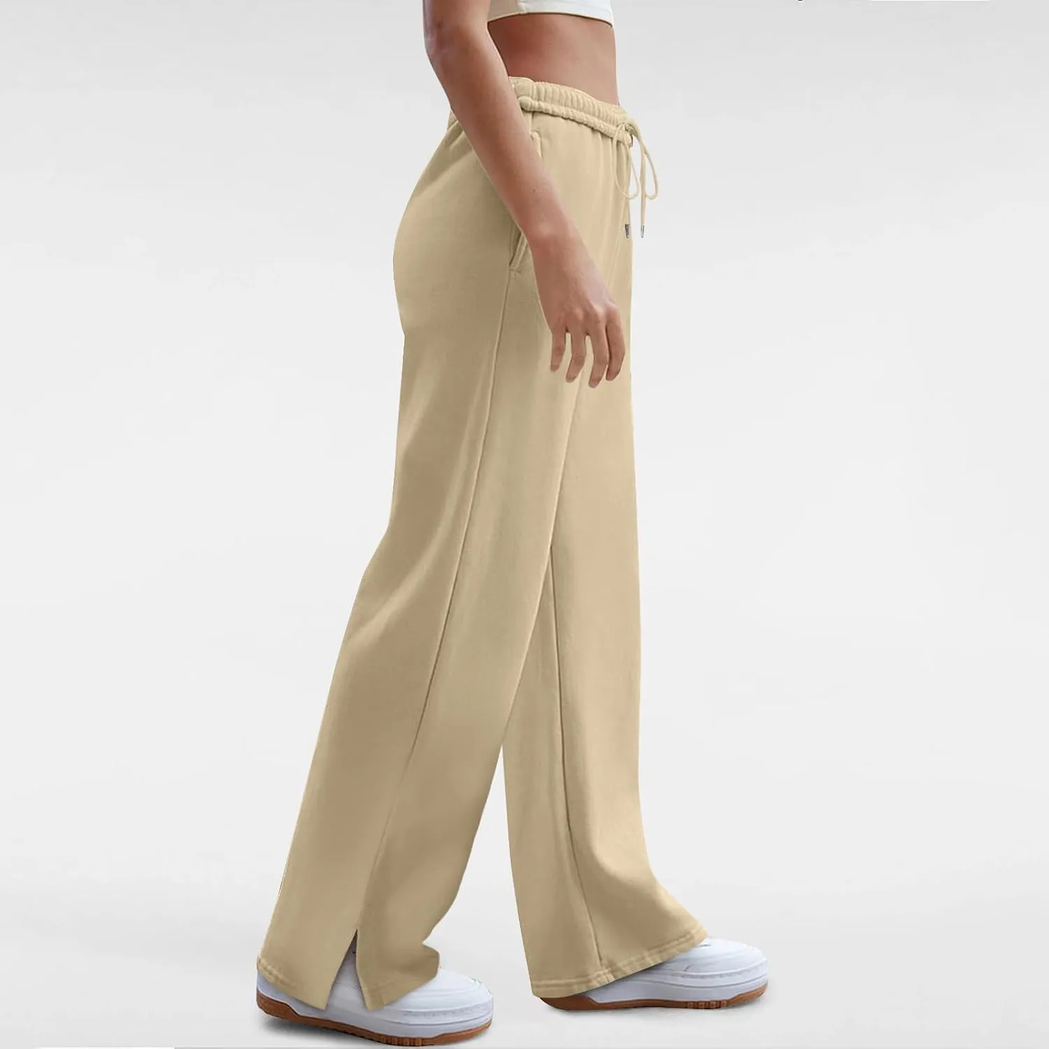 Women's Wide Leg Sweatpants Baggy Loose Sweat Pants Trendy Drawstring High Waisted Joggers Casual Trousers Pants