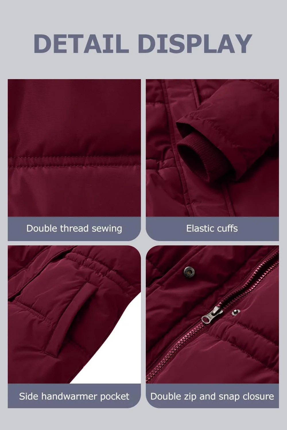 Women's Winter Warm Puffer Coat Cropped Slim Fit Down Jacket with Removable Hood Long Sleeve Lightweight Coats