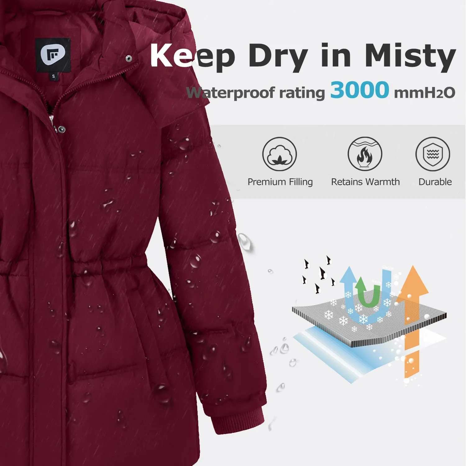 Women's Winter Warm Puffer Coat Cropped Slim Fit Down Jacket with Removable Hood Long Sleeve Lightweight Coats