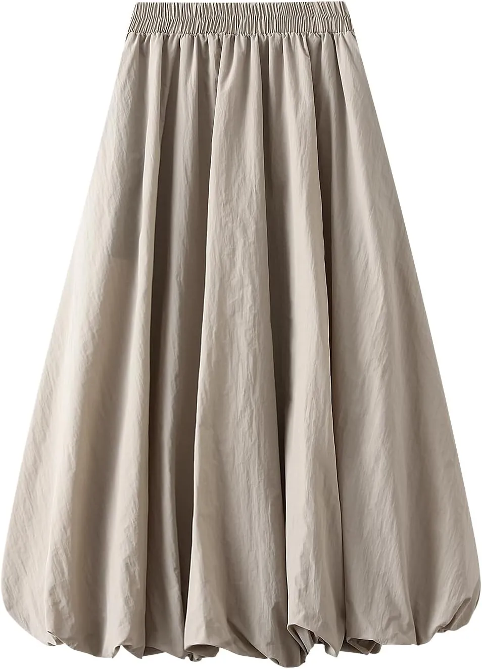 Women's Y2k Bubble Maxi Skirt Elastic Waist Puffy Hem Skirt Casual A Line Flowy Long Flower Bud Skirts