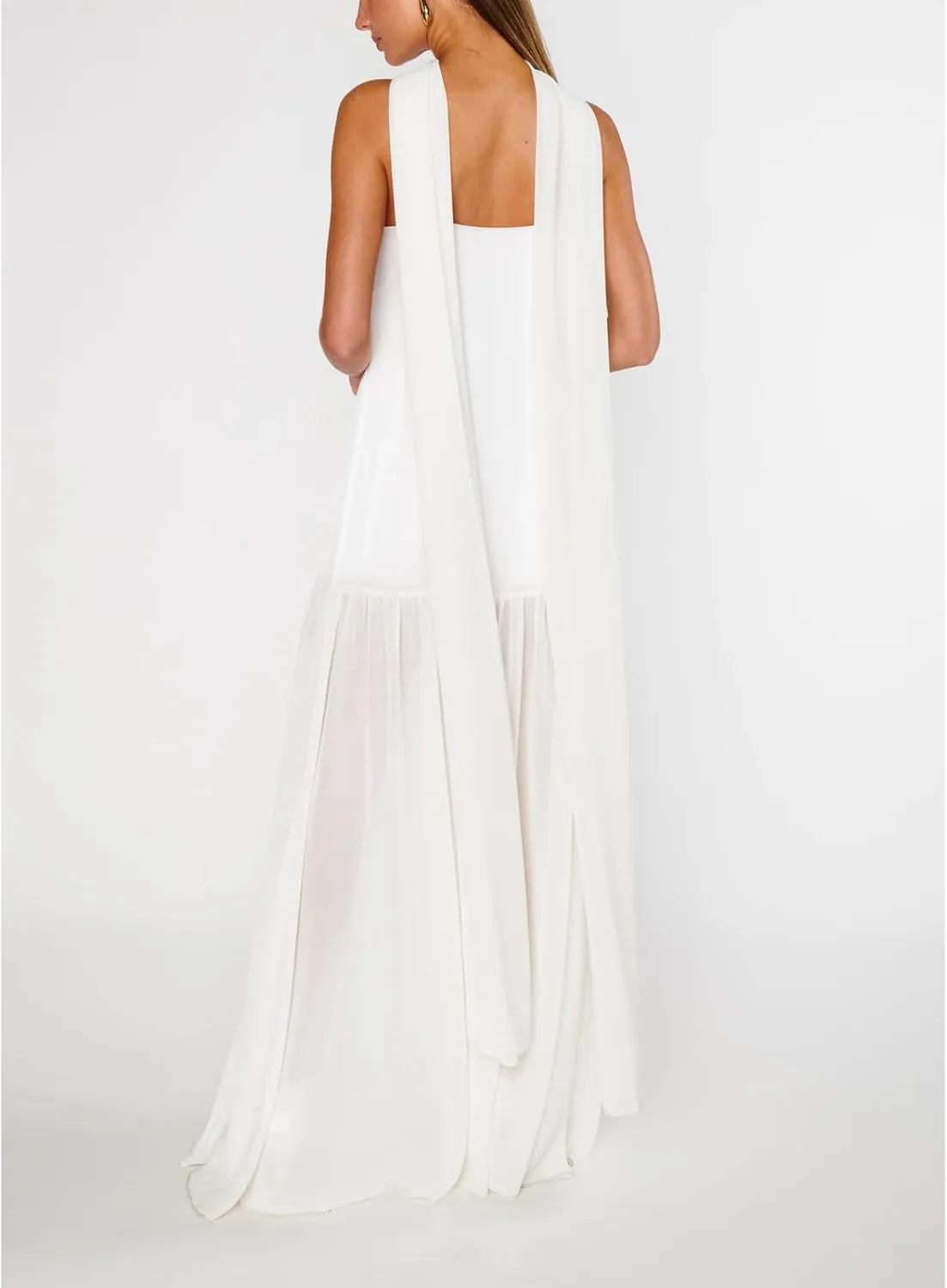 Womens Y2k Tube Strapless Pleated Maxi Dress with Scarf Maternity Silk Satin Formal Cocktail Ruffle Flowy Dresses