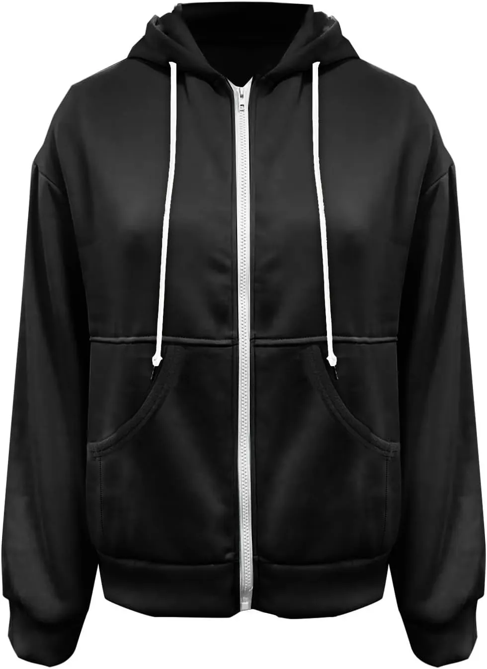Women's Zip Up Hoodies Fleeced Long Sleeve Fall Coats Oversized Jackets With Pockets Tunic Casual Hooded Sweatshirt
