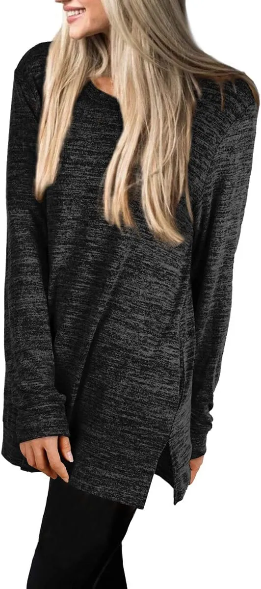XIEERDUO Womens Casual Sweatshirts Long Sleeve Shirts Oversized With Pocket Tunic Tops S-3XL