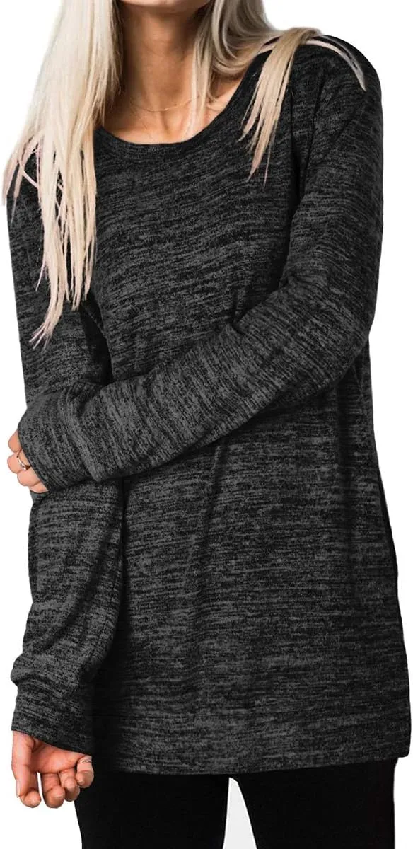 XIEERDUO Womens Casual Sweatshirts Long Sleeve Shirts Oversized With Pocket Tunic Tops S-3XL