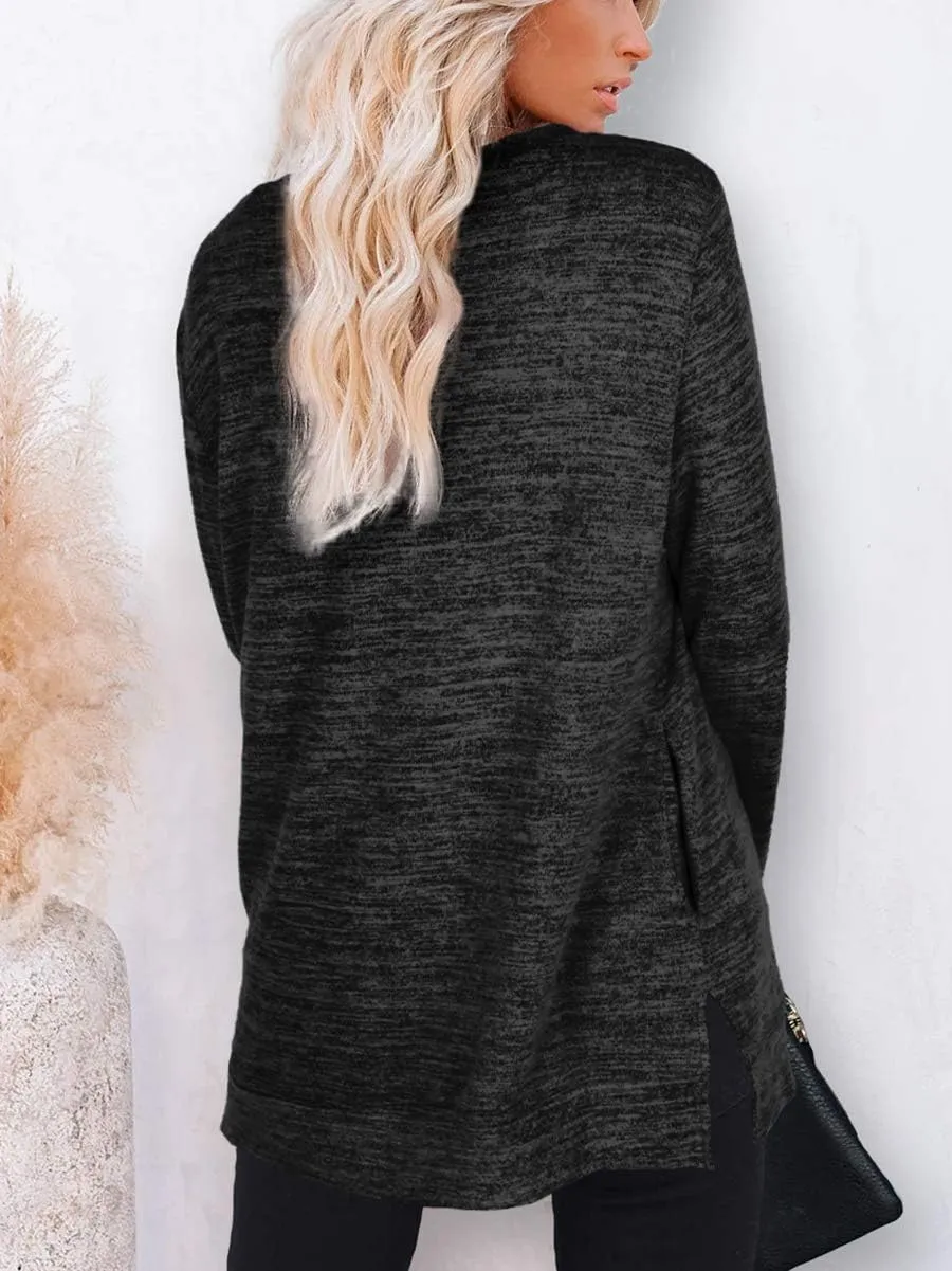 XIEERDUO Womens Casual Sweatshirts Long Sleeve Shirts Oversized With Pocket Tunic Tops S-3XL