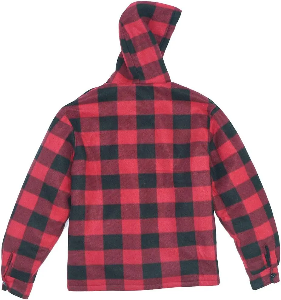Yasumond Men's Hoodies Flannel Full Zip Sherpa Lined Heavy Fleece Plaid Warm Hooded Jackets,S-5XL