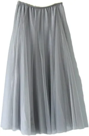 YIOLEAMP Women Mesh Elastic Waist Tutu Skirt Sweet Bridesmaids Pleated Midi Skirts