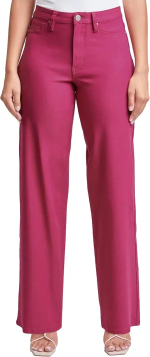 YMI Women's Hyperstretch Forever Color High Rise Wide Leg Pants