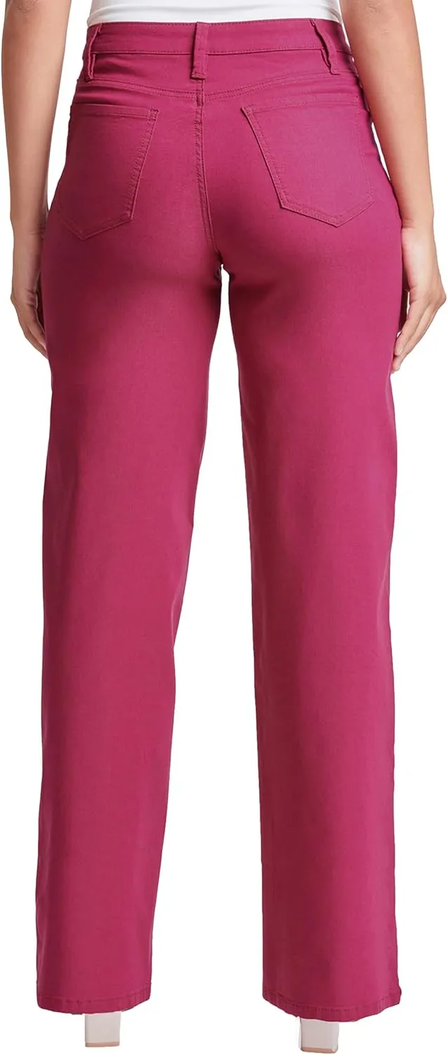 YMI Women's Hyperstretch Forever Color High Rise Wide Leg Pants