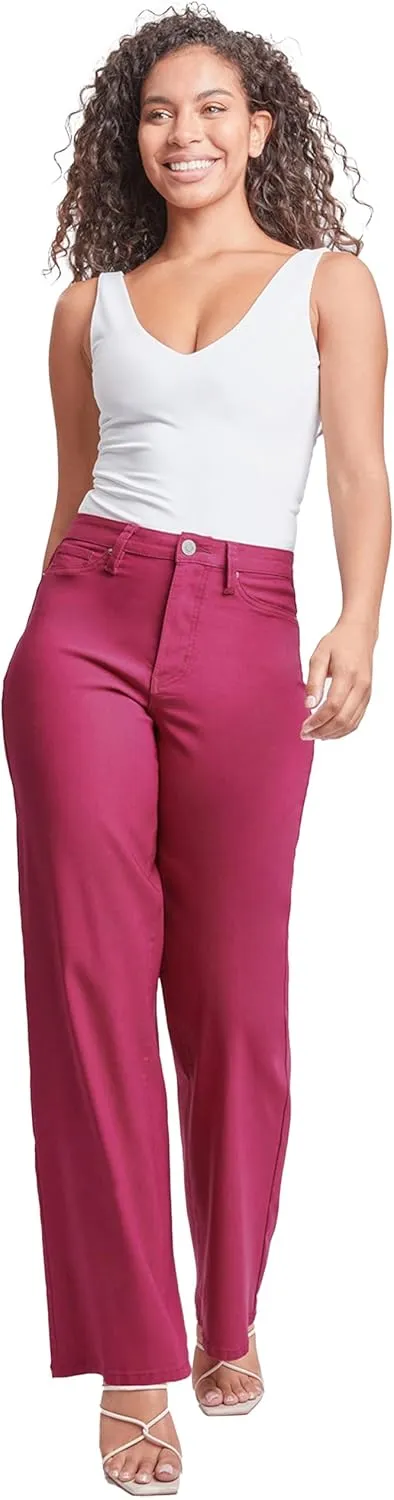 YMI Women's Hyperstretch Forever Color High Rise Wide Leg Pants