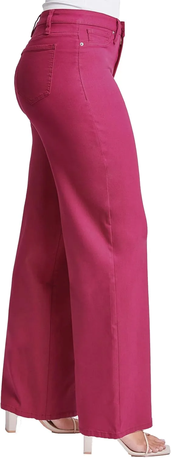 YMI Women's Hyperstretch Forever Color High Rise Wide Leg Pants