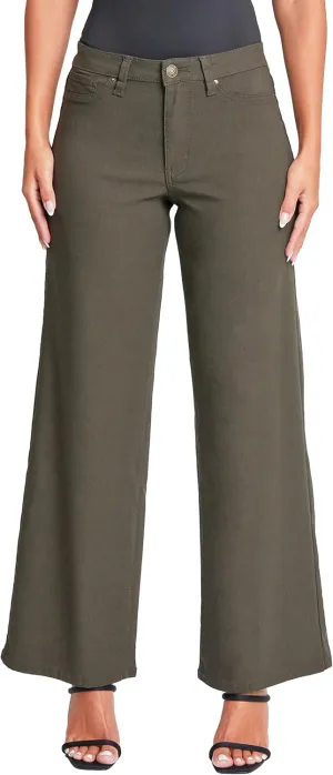 YMI Women's Hyperstretch Forever Color High Rise Wide Leg Pants
